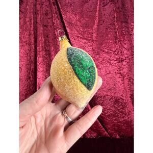 Vintage Christmas - Handblown Glass Ornament - Venetian Dew Lemon - Germany